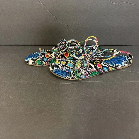 Liliana Colorful Snake Skin Pattern Strappy Sandals Size 8 - Picture 2 of 8